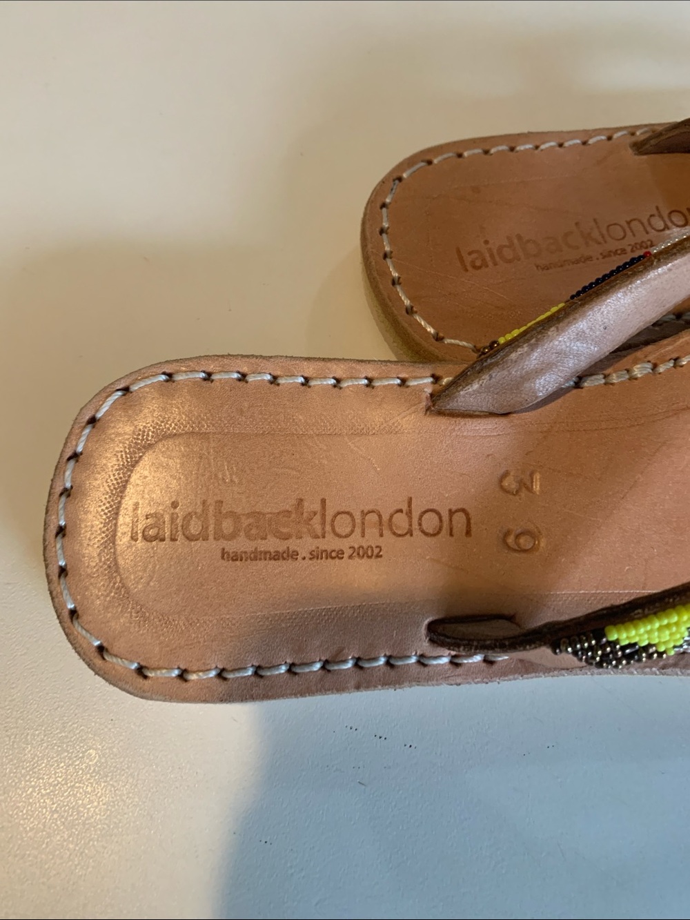 Laidback London Beaded Multicolor Leather Flip Flops - Women - Picture 2 of 9